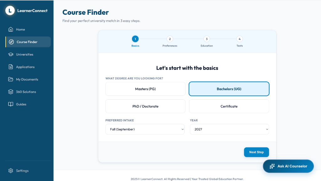 Course Finder Basics